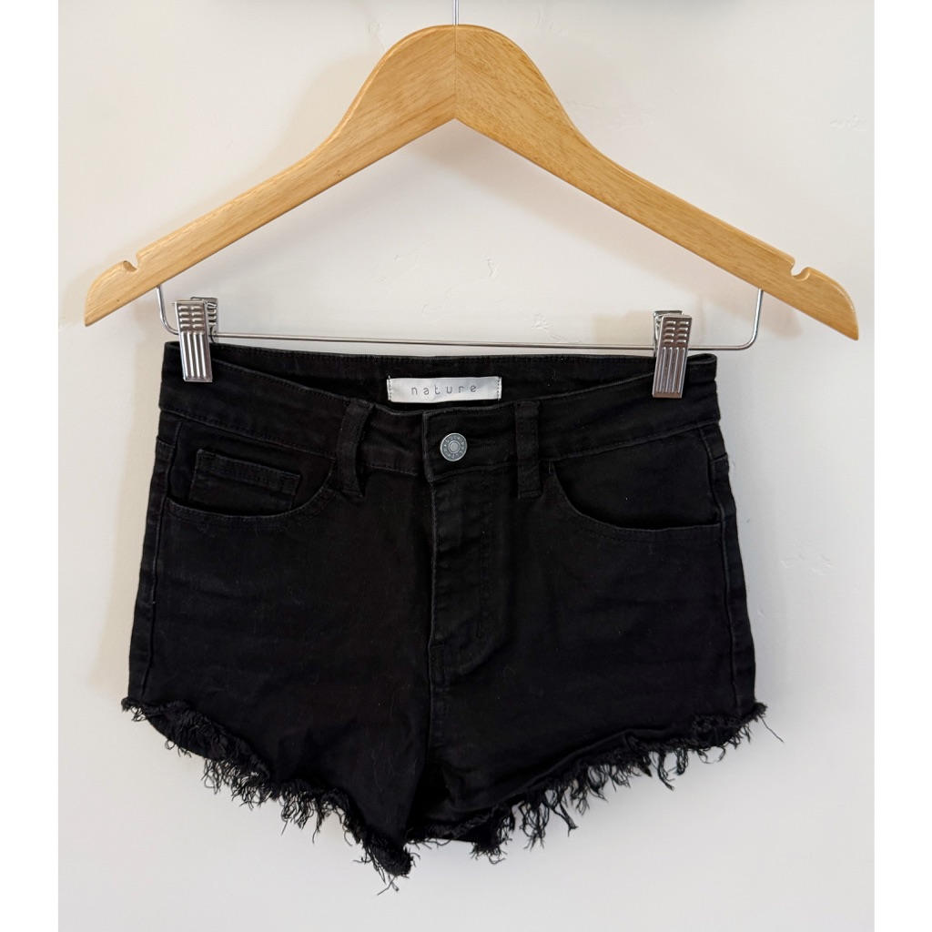 Nature Black Denim Shorts